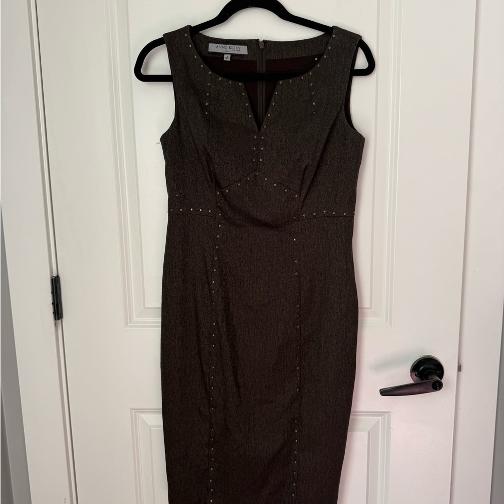 Anne Klein Stud Trim Midi Dress